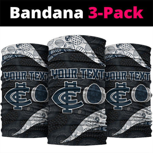 Personalized Carlton Football Neck Gaiter Easter Egg Pattern Navy Monochrome Tribal Dot Style