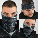 Personalized Carlton Football Neck Gaiter Easter Egg Pattern Navy Monochrome Tribal Dot Style