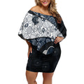 Personalized Carlton Football Off Shoulder Short Dress Easter Egg Pattern Navy Monochrome Tribal Dot Style