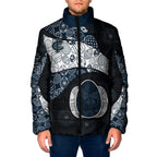 Personalized Carlton Football Padded Jacket Easter Egg Pattern Navy Monochrome Tribal Dot Style