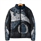 Personalized Carlton Football Padded Jacket Easter Egg Pattern Navy Monochrome Tribal Dot Style