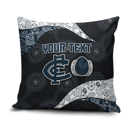 Personalized Carlton Football Pillow Cover Easter Egg Pattern Navy Monochrome Tribal Dot Style