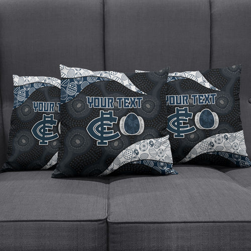 Personalized Carlton Football Pillow Cover Easter Egg Pattern Navy Monochrome Tribal Dot Style