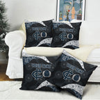 Personalized Carlton Football Pillow Cover Easter Egg Pattern Navy Monochrome Tribal Dot Style