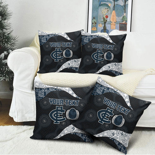 Personalized Carlton Football Pillow Cover Easter Egg Pattern Navy Monochrome Tribal Dot Style