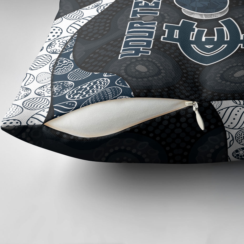 Personalized Carlton Football Pillow Cover Easter Egg Pattern Navy Monochrome Tribal Dot Style