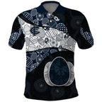 Personalized Carlton Football Polo Shirt Easter Egg Pattern Navy Monochrome Tribal Dot Style