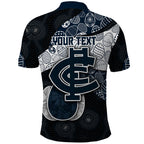 Personalized Carlton Football Polo Shirt Easter Egg Pattern Navy Monochrome Tribal Dot Style