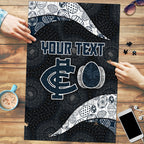 Personalized Carlton Football Puzzle Easter Egg Pattern Navy Monochrome Tribal Dot Style