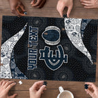 Personalized Carlton Football Puzzle Easter Egg Pattern Navy Monochrome Tribal Dot Style