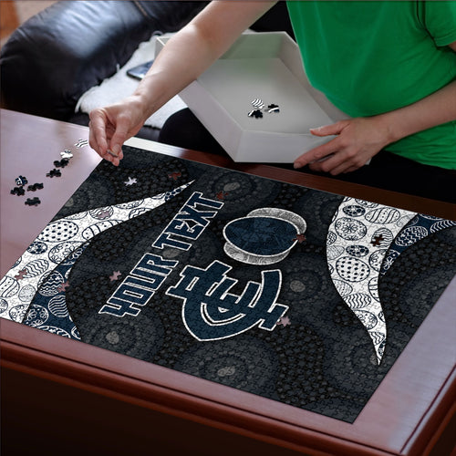 Personalized Carlton Football Puzzle Easter Egg Pattern Navy Monochrome Tribal Dot Style