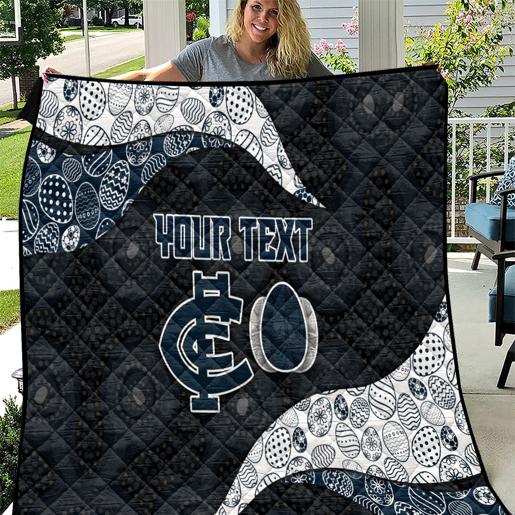 Personalized Carlton Football Quilt Easter Egg Pattern Navy Monochrome Tribal Dot Style