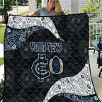 Personalized Carlton Football Quilt Easter Egg Pattern Navy Monochrome Tribal Dot Style