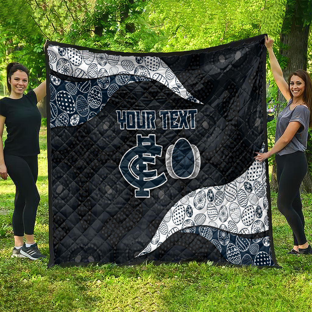 Personalized Carlton Football Quilt Easter Egg Pattern Navy Monochrome Tribal Dot Style
