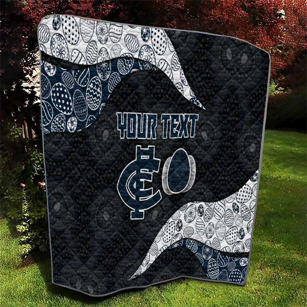 Personalized Carlton Football Quilt Easter Egg Pattern Navy Monochrome Tribal Dot Style