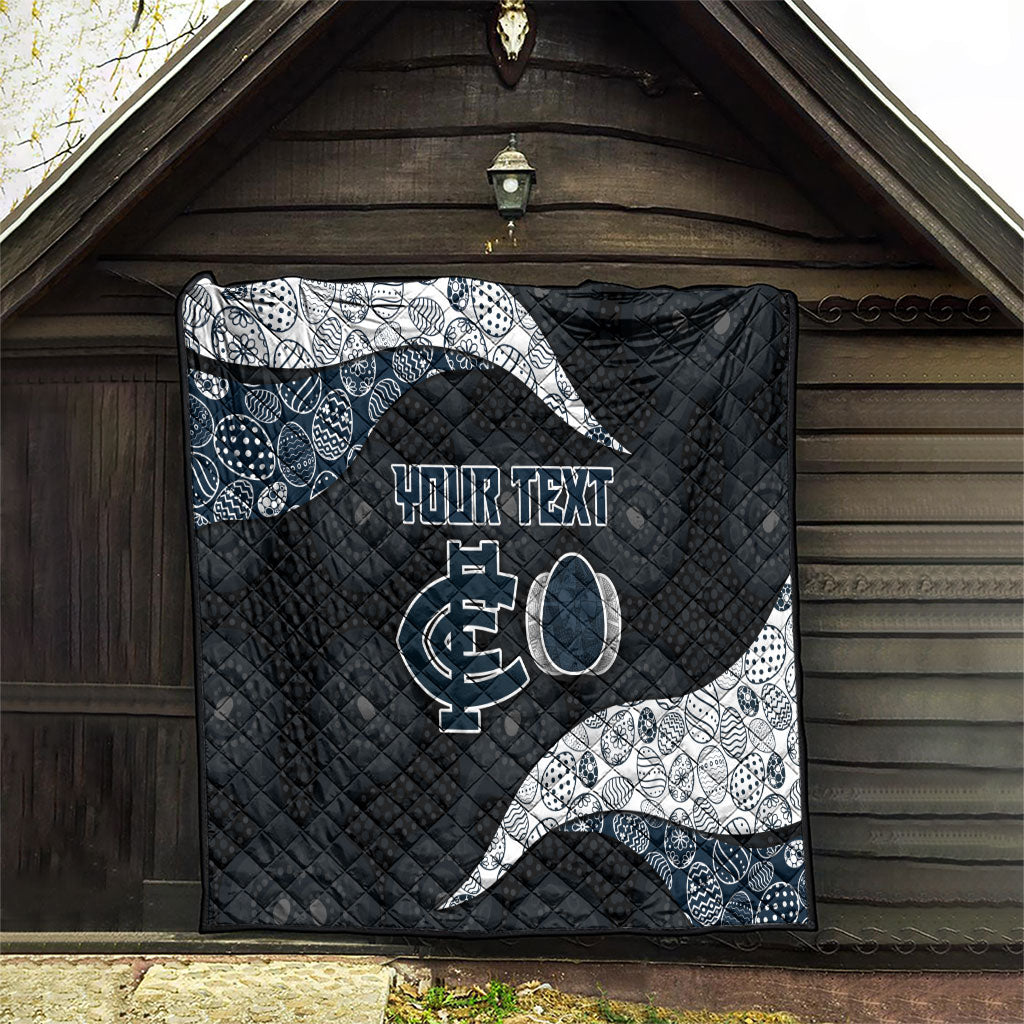 Personalized Carlton Football Quilt Easter Egg Pattern Navy Monochrome Tribal Dot Style