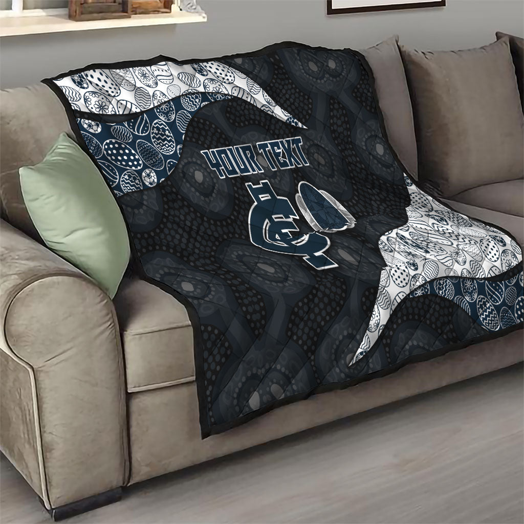 Personalized Carlton Football Quilt Easter Egg Pattern Navy Monochrome Tribal Dot Style