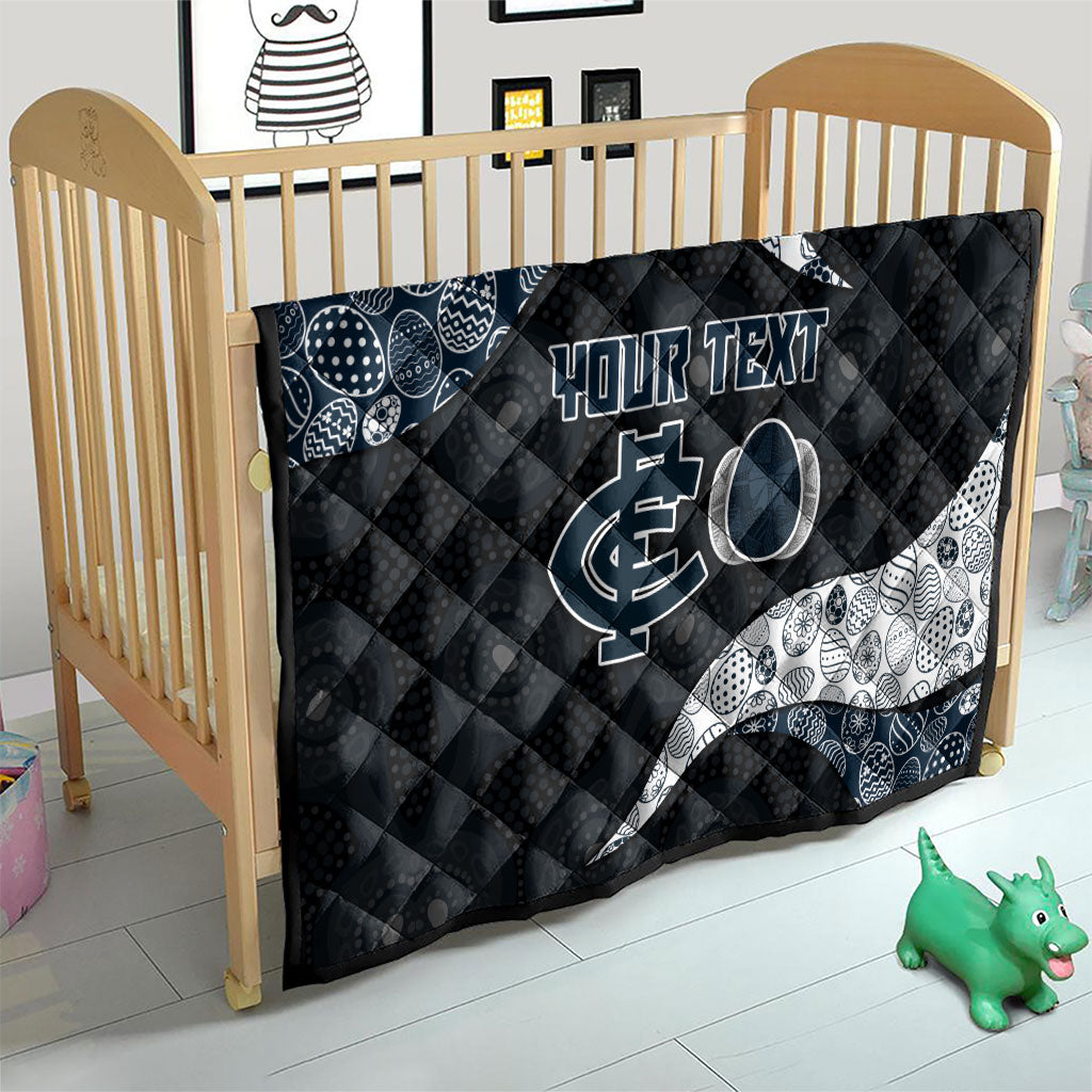 Personalized Carlton Football Quilt Easter Egg Pattern Navy Monochrome Tribal Dot Style
