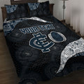 Personalized Carlton Football Quilt Bed Set Easter Egg Pattern Navy Monochrome Tribal Dot Style
