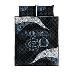 Personalized Carlton Football Quilt Bed Set Easter Egg Pattern Navy Monochrome Tribal Dot Style