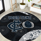 Personalized Carlton Football Round Carpet Easter Egg Pattern Navy Monochrome Tribal Dot Style