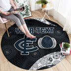 Personalized Carlton Football Round Carpet Easter Egg Pattern Navy Monochrome Tribal Dot Style