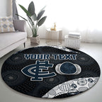 Personalized Carlton Football Round Carpet Easter Egg Pattern Navy Monochrome Tribal Dot Style