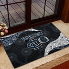 Personalized Carlton Football Rubber Doormat Easter Egg Pattern Navy Monochrome Tribal Dot Style
