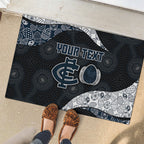 Personalized Carlton Football Rubber Doormat Easter Egg Pattern Navy Monochrome Tribal Dot Style