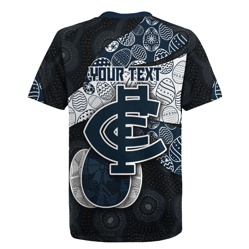 Personalized Carlton Football Rugby Jersey Easter Egg Pattern Navy Monochrome Tribal Dot Style
