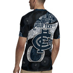 Personalized Carlton Football Rugby Jersey Easter Egg Pattern Navy Monochrome Tribal Dot Style
