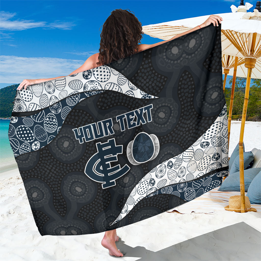 Personalized Carlton Football Sarong Easter Egg Pattern Navy Monochrome Tribal Dot Style
