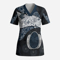 Personalized Carlton Football Scrub Top Easter Egg Pattern Navy Monochrome Tribal Dot Style