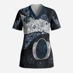 Personalized Carlton Football Scrub Top Easter Egg Pattern Navy Monochrome Tribal Dot Style