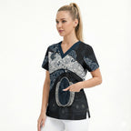 Personalized Carlton Football Scrub Top Easter Egg Pattern Navy Monochrome Tribal Dot Style