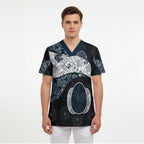 Personalized Carlton Football Scrub Top Easter Egg Pattern Navy Monochrome Tribal Dot Style