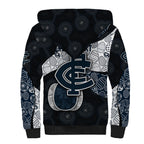 Personalized Carlton Football Sherpa Hoodie Easter Egg Pattern Navy Monochrome Tribal Dot Style