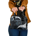 Personalized Carlton Football Shoulder Handbag Easter Egg Pattern Navy Monochrome Tribal Dot Style