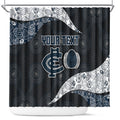 Personalized Carlton Football Shower Curtain Easter Egg Pattern Navy Monochrome Tribal Dot Style