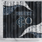 Personalized Carlton Football Shower Curtain Easter Egg Pattern Navy Monochrome Tribal Dot Style