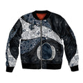 Personalized Carlton Football Sleeve Zip Bomber Jacket Easter Egg Pattern Navy Monochrome Tribal Dot Style