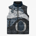 Personalized Carlton Football Sleeveless Puffer Jacket Easter Egg Pattern Navy Monochrome Tribal Dot Style