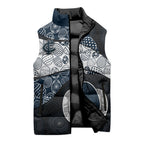 Personalized Carlton Football Sleeveless Puffer Jacket Easter Egg Pattern Navy Monochrome Tribal Dot Style