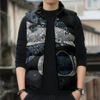 Personalized Carlton Football Sleeveless Puffer Jacket Easter Egg Pattern Navy Monochrome Tribal Dot Style