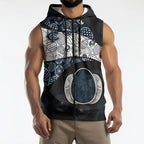 Personalized Carlton Football Sleeveless Zip Hoodie Easter Egg Pattern Navy Monochrome Tribal Dot Style