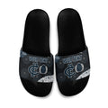 Personalized Carlton Football Slide Sandals Easter Egg Pattern Navy Monochrome Tribal Dot Style