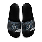 Personalized Carlton Football Slide Sandals Easter Egg Pattern Navy Monochrome Tribal Dot Style