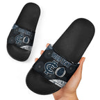 Personalized Carlton Football Slide Sandals Easter Egg Pattern Navy Monochrome Tribal Dot Style
