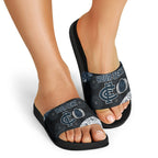 Personalized Carlton Football Slide Sandals Easter Egg Pattern Navy Monochrome Tribal Dot Style