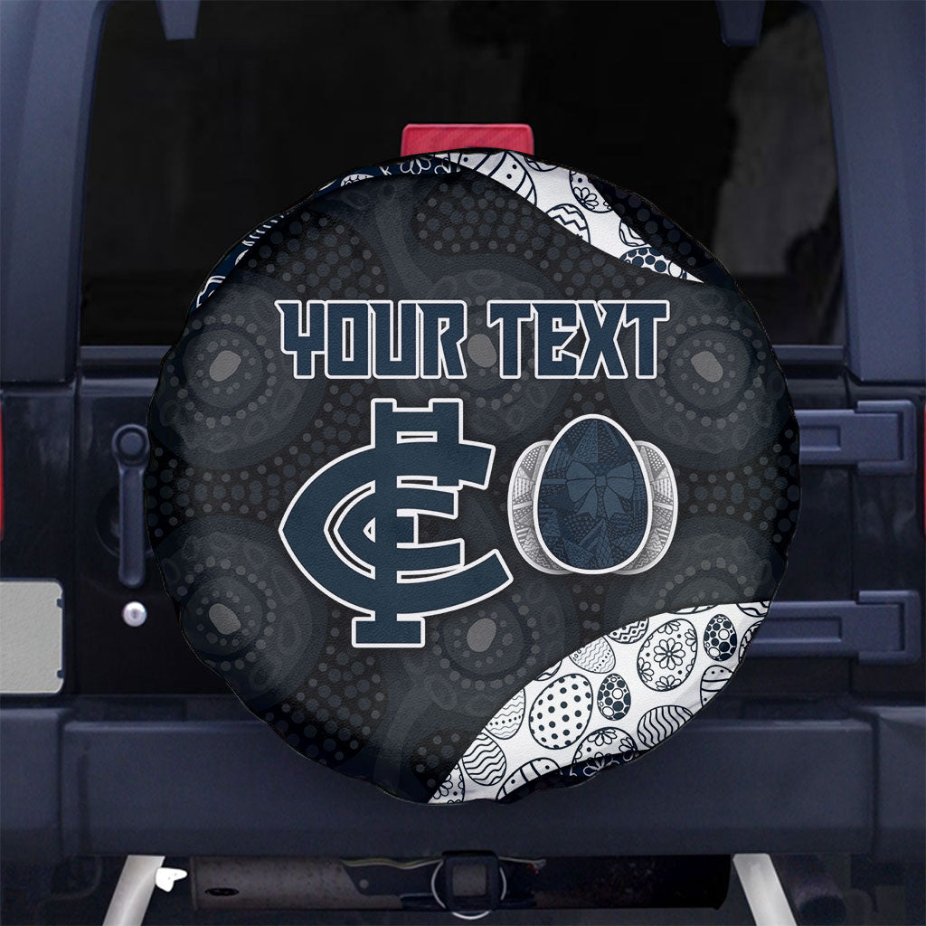 Personalized Carlton Football Spare Tire Cover Easter Egg Pattern Navy Monochrome Tribal Dot Style